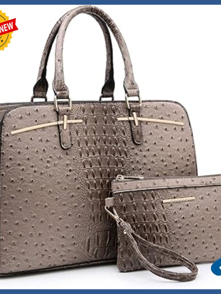 Vegan Leather Satchel Tote With Wallet 3 Compartments Adjustable Strap